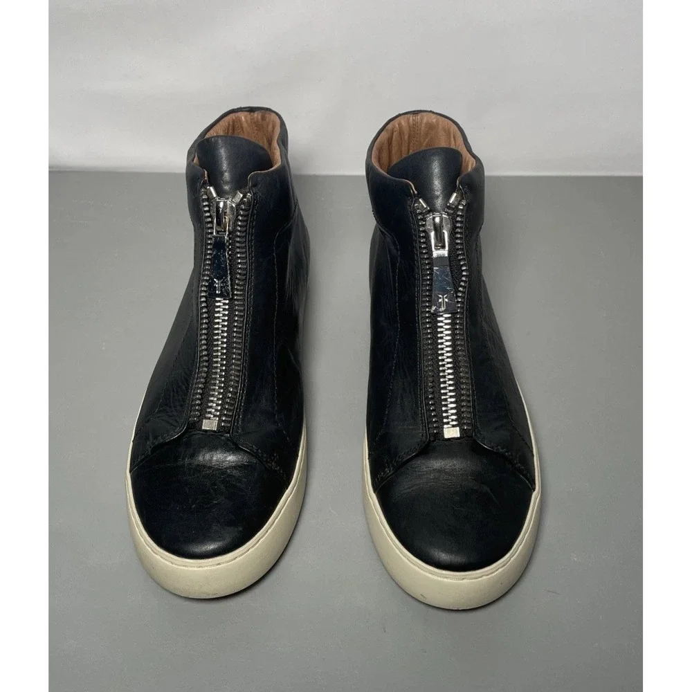 Frye Lena Womens Size 9M Black Leather Bootie Zip-Up High-Top Sneakers